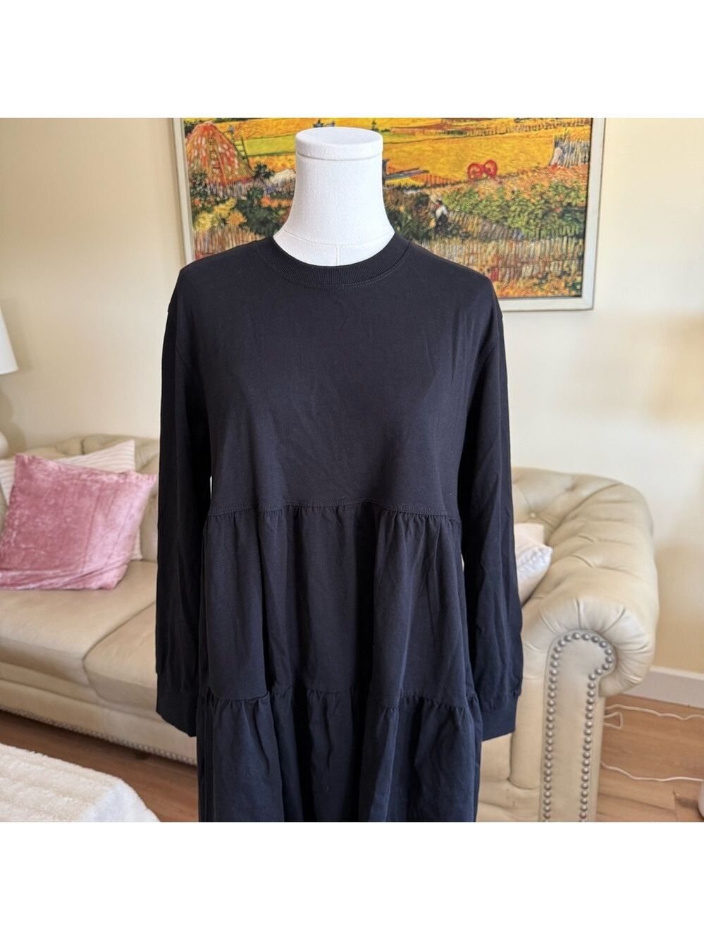 Zara Black Ribbed Collar Top - Picture 3 of 8